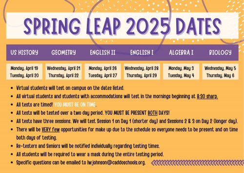 Spring LEAP 2025 Dates  CE Byrd High School