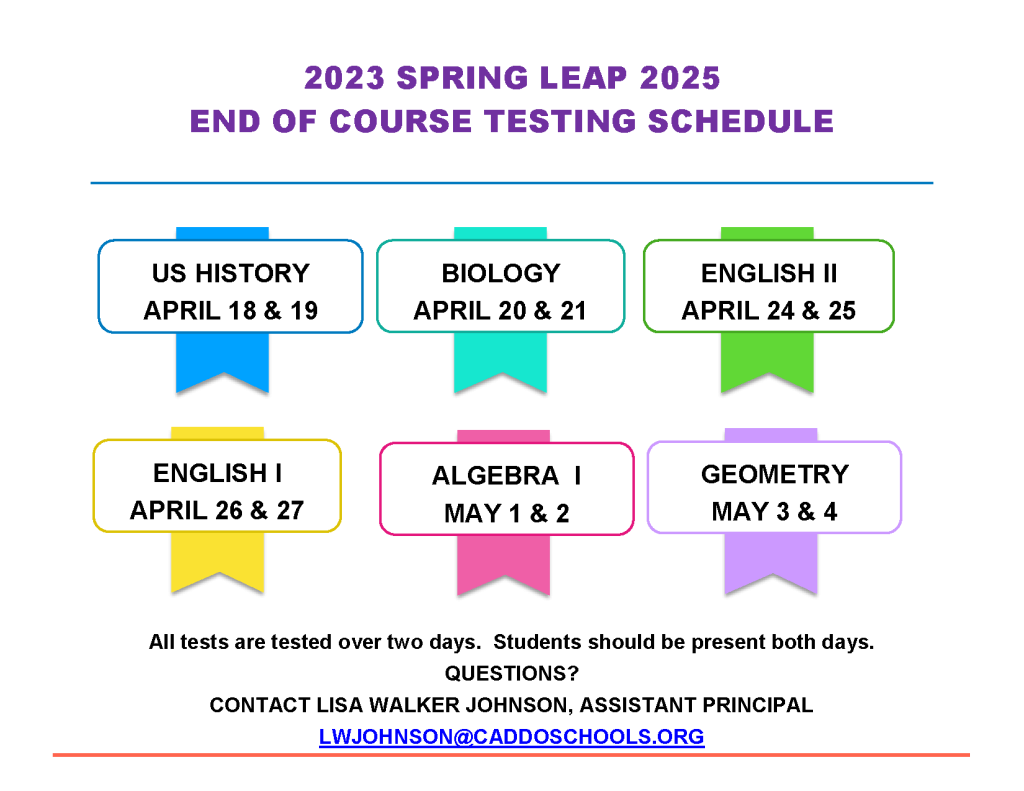 2023 SPRING LEAP 2025  END OF COURSE TESTING SCHEDULE