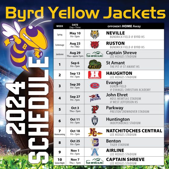 Byrd Yellow Jackets’ 2024 Football Schedule