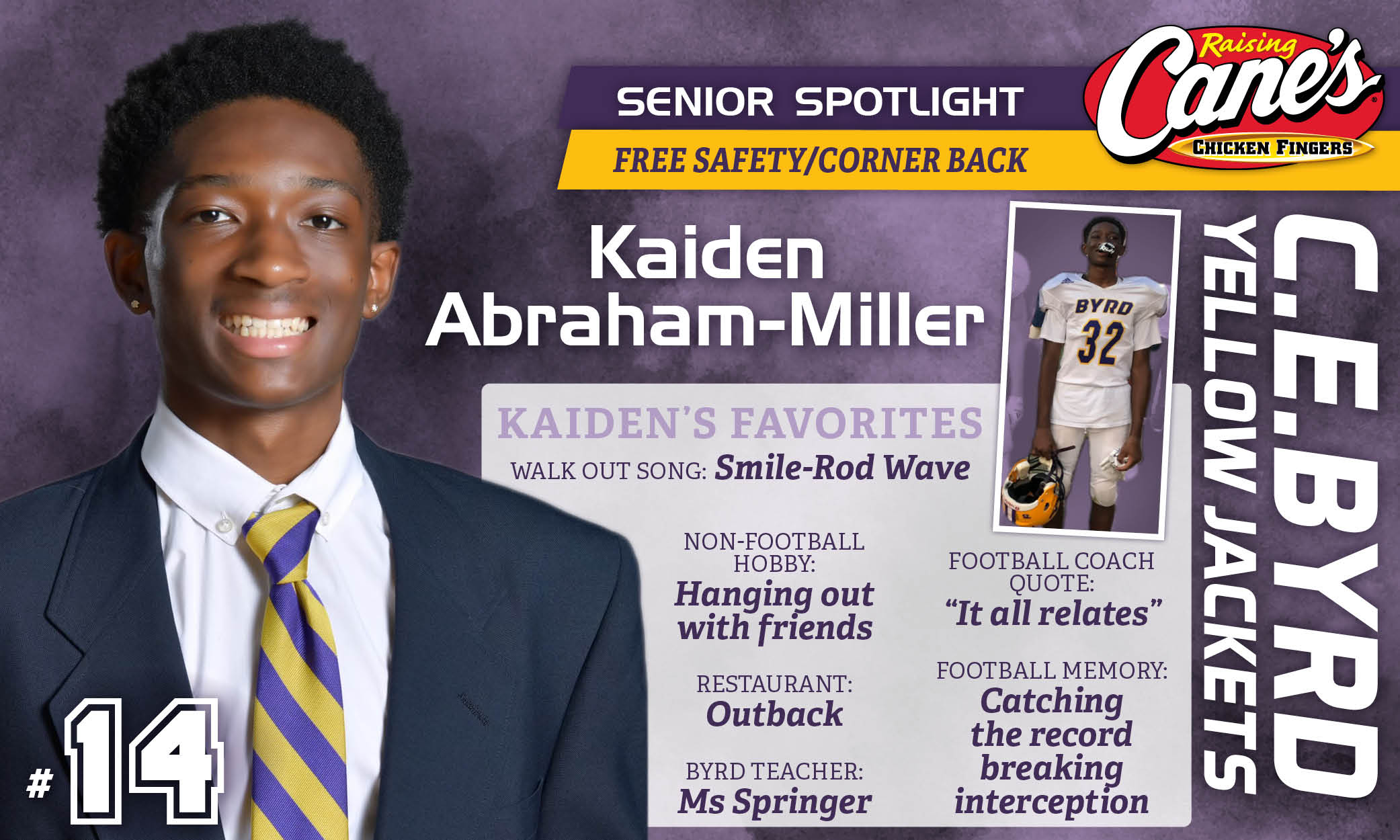 Featured image for “2024 Raising Cane’s Senior Spotlight – #1 Kaiden Abraham-Miller”