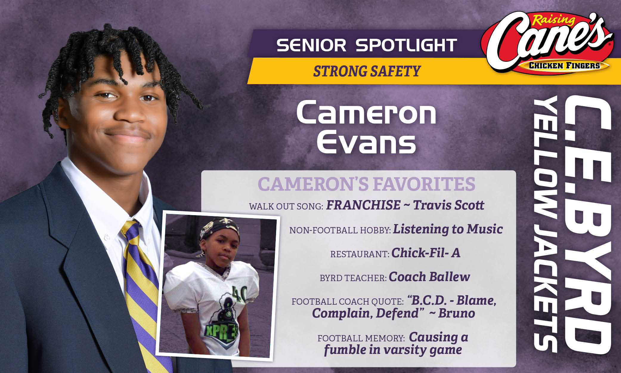 Featured image for “Raising Cane’s Senior Spotlight #11 – Cameron Evans”