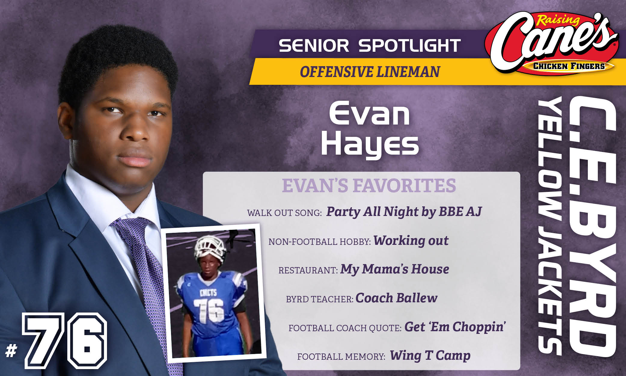 Featured image for “Raising Cane’s Senior Spotlight #14 – Evan Hayes”