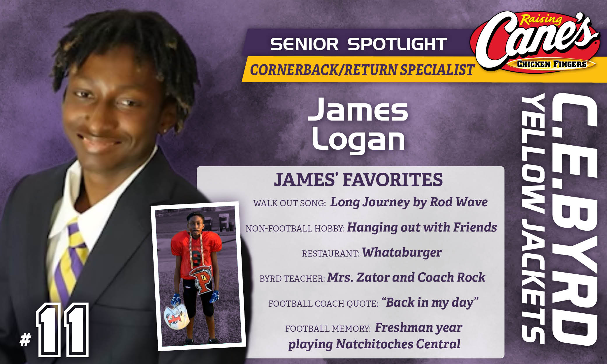 Featured image for “Raising Cane’s Senior Spotlight #18 – James Logan”