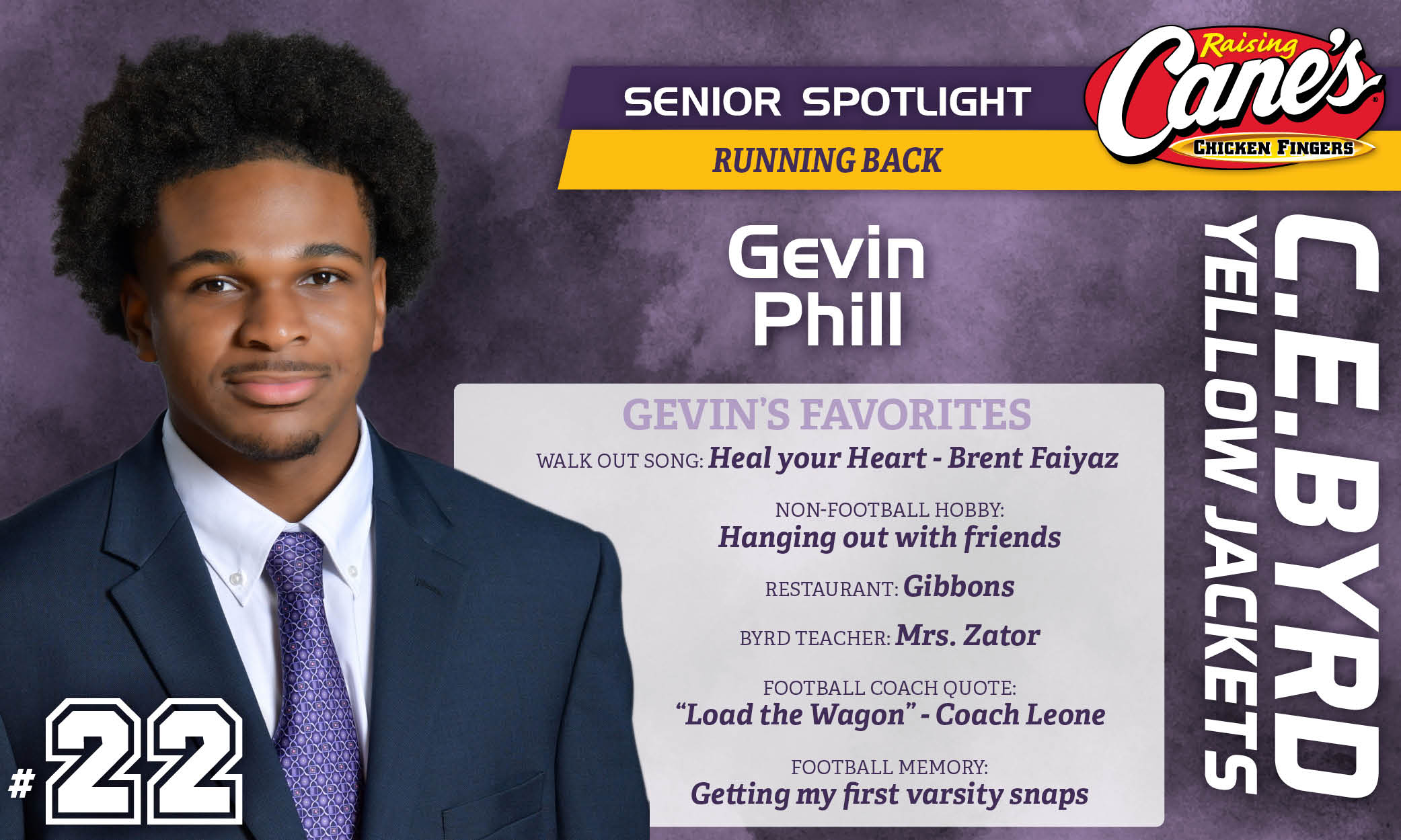 Featured image for “Raising Cane’s Senior Spotlight #22 – Gevin Phill”