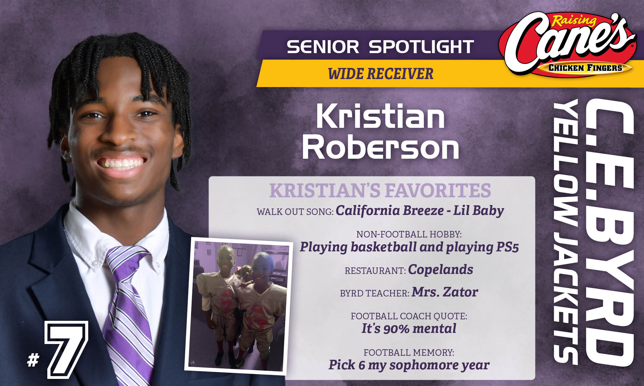 Featured image for “Raising Cane’s Senior Spotlight #23 – Kristian Roberson”