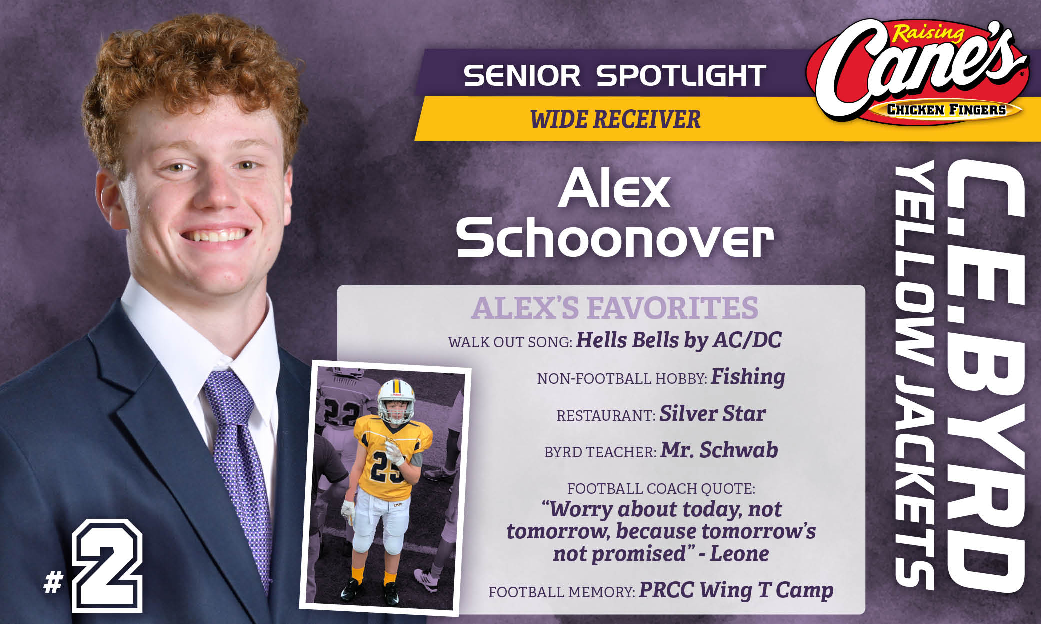 Featured image for “Raising Cane’s Senior Spotlight #25 – Alex Schoonover”