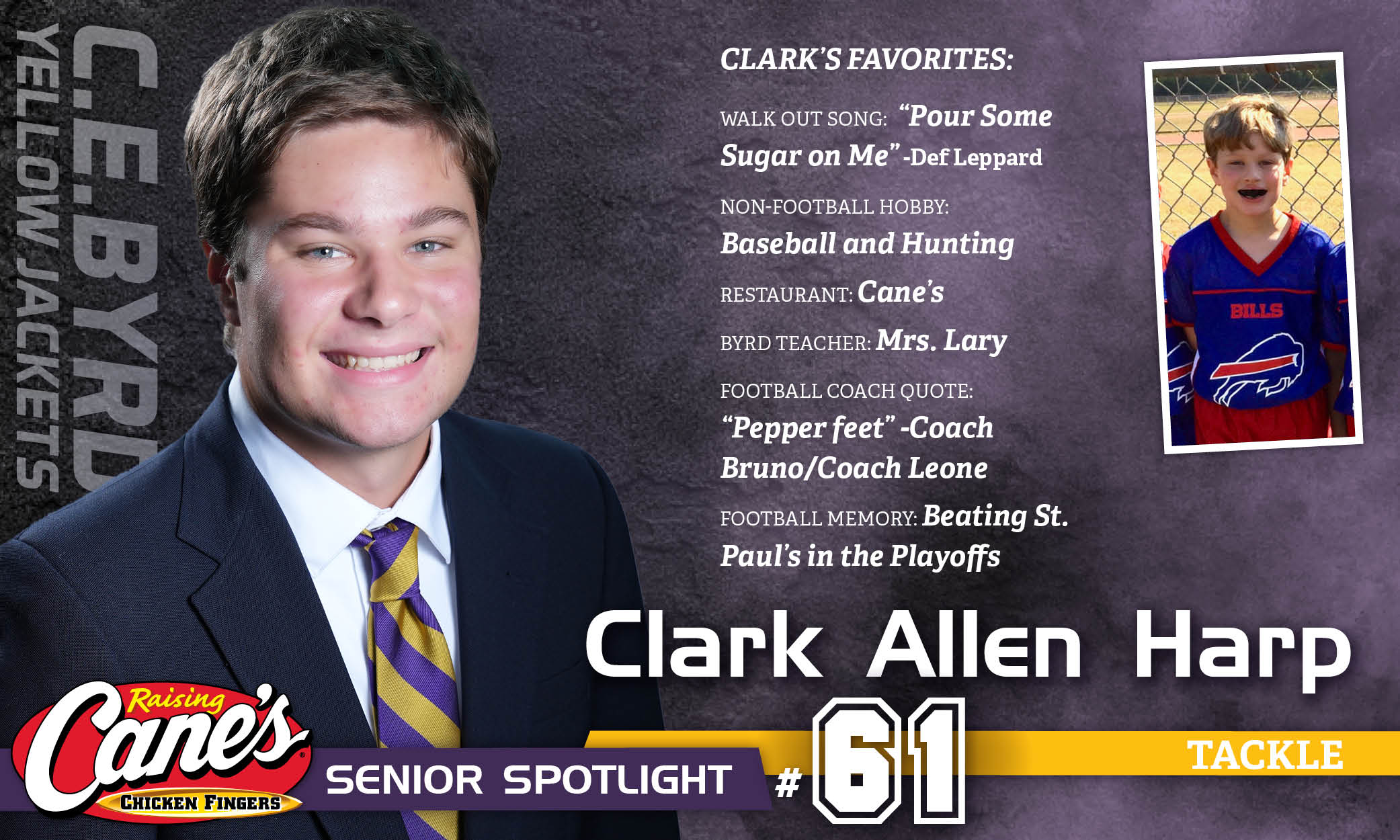 Featured image for “Raising Cane’s Senior Spotlight – No. 61 Clark Harp”