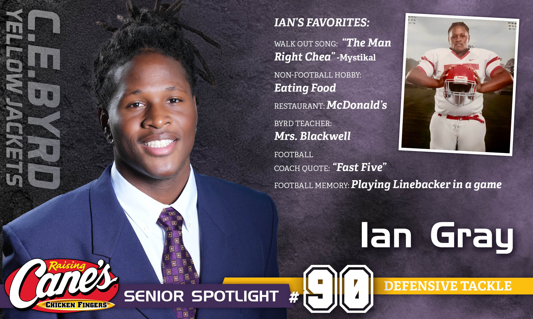 Featured image for “2025 Raising Cane’s Senior Spotlight – No. 90 Ian Gray”